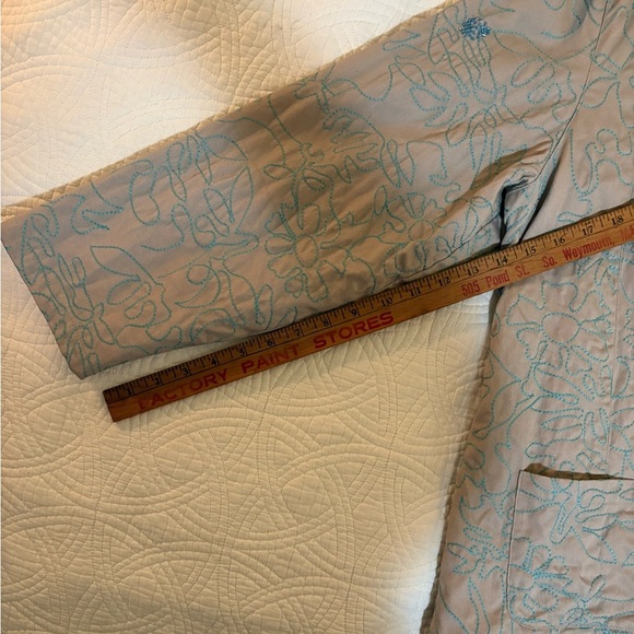 Vintage Denim&Co Tan Barn Jacket with Blue Embroidery 1X - Picture 5 of 7